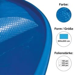Luftpolster-Abdeckplane Styroporbecken 700 X 350 Cm Blau, 400 µm