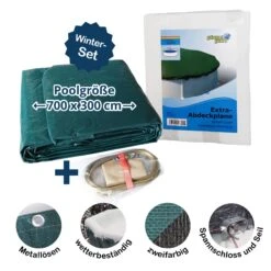 Waterman Abdeckplane Für 700x300cm Acht-/Oval Pools Und Schwimmbecken - 160 G/m² Stark Extra Winterschutz Und Ganzjahresabdeckung