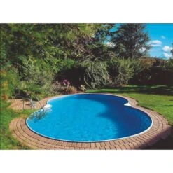 Waterman Stahlwandpool Achtform Exklusiv 855x500x120 Cm, Stahl 0,6 Mm Weiß, Folie 0,6 Mm Blau, Einhängebiese