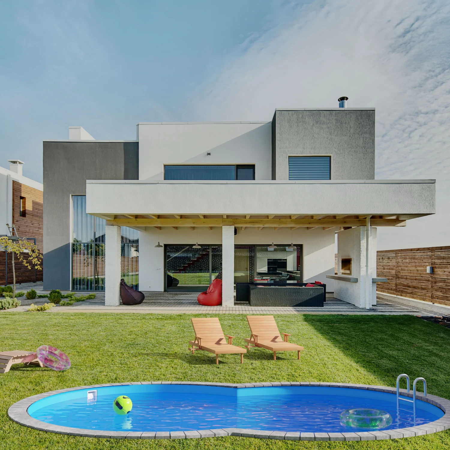 Stahlwandpool Achtform 540x350x120 Cm, Stahl 0,4 Mm Anthrazit, Folie 0,4 Mm Blau, Einhängebiese – Bild 5