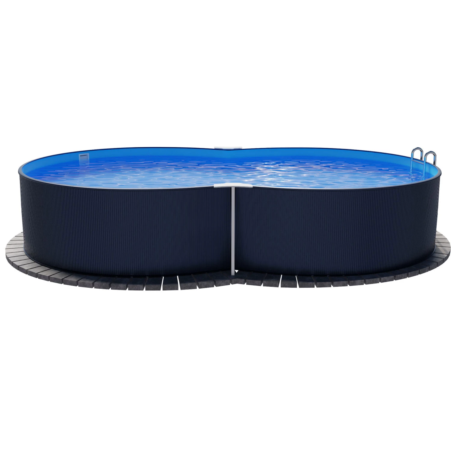 Stahlwandpool Achtform 540x350x120 Cm, Stahl 0,4 Mm Anthrazit, Folie 0,4 Mm Blau, Einhängebiese – Bild 8
