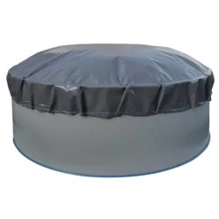 Waterman Luftkissen Poolabdeckung Aufblasbare Abdeckplane Rund Ø 4,2 M Grau/innen Beige Mit Ösen Und Kordelzug